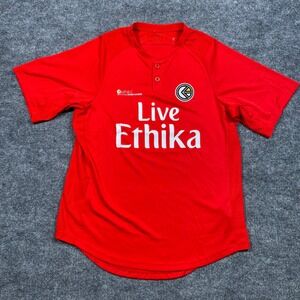Ethika Mens Live Ethika Henley Jersey Red Short Sleeve Size Small RN 139885